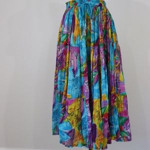 Watercolor midi skirt